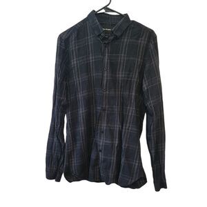 The Kooples Black & White Plaid Fitted Button Down Top Size Small